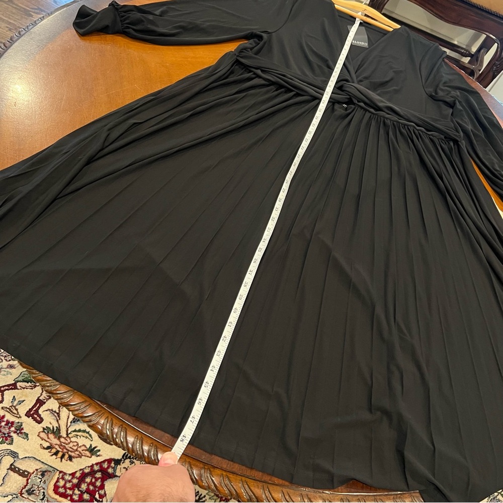 NEW $110 Eloquii Knot Front Pleated Skirt Dress Black Stretch Jersey Midi 24 - Picture 15 of 16